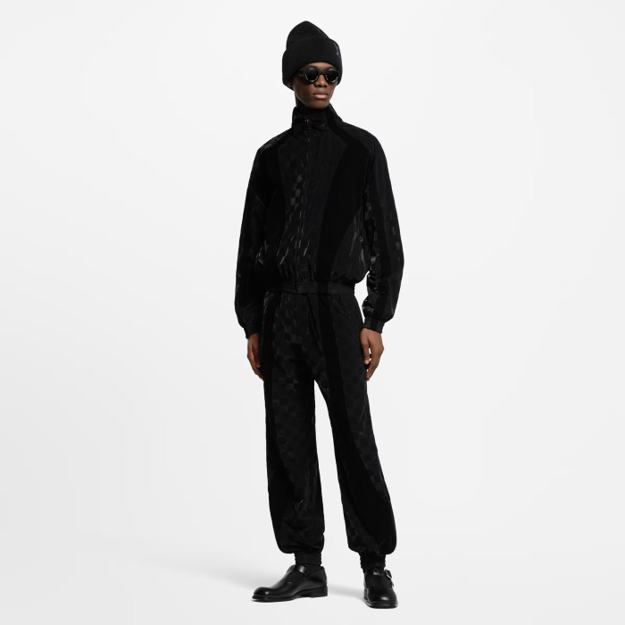 NIGO Louis Vuitton Men's Spring/summer Flocked Tech Jacket Tessellated Marque L.vuitton Déposée Logo Velvet Zipper Patchwork Jacket #nigo81398