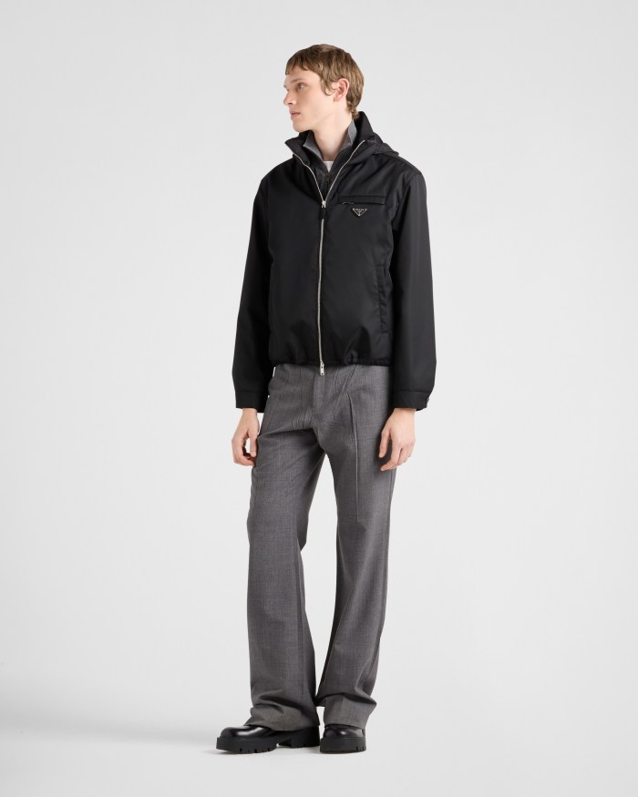 NIGO Prada Men's Fall And Winter Recycled Nylon Short Jacket Black Hooded Zipper Jacket Logo Pockets Fashion Trend Casual Jacket #nigo81397
