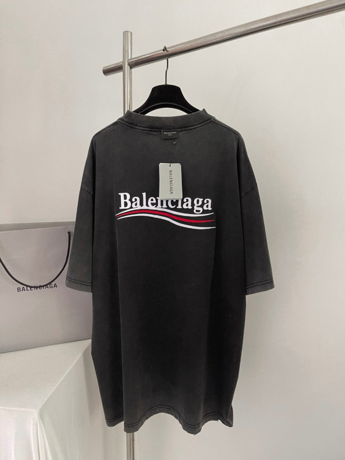 NIGO Balenciaga POLITICAL CAMPAIGN INSIDE-OUT Men's Summer Washed Colour Embroidered Letter Short Sleeve Fashionable Short Sleeve T-shirt #nigo78142