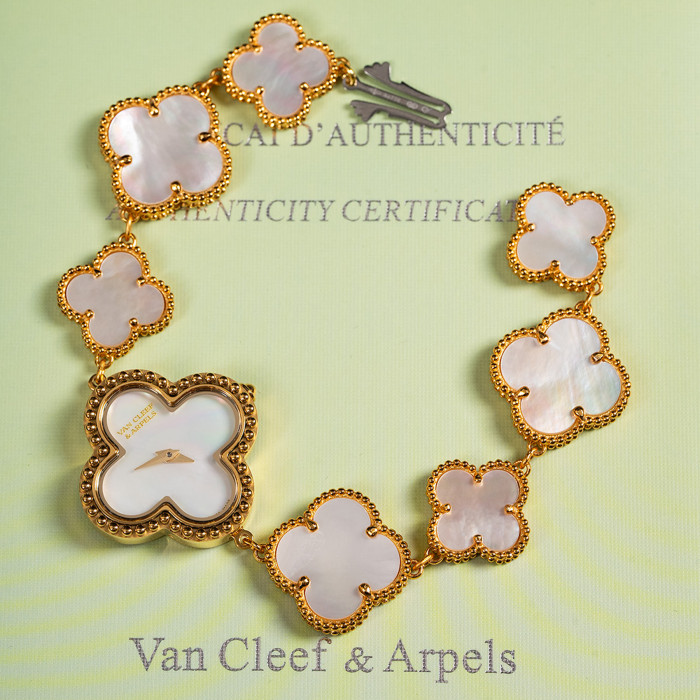 NIGO Van Cleef&Arpels Alhambra Watch Small Model Color Silver Gold Rose Gold Lucky Clover Quartz Movement Onyx Shell Watch Accessories #nigo81415