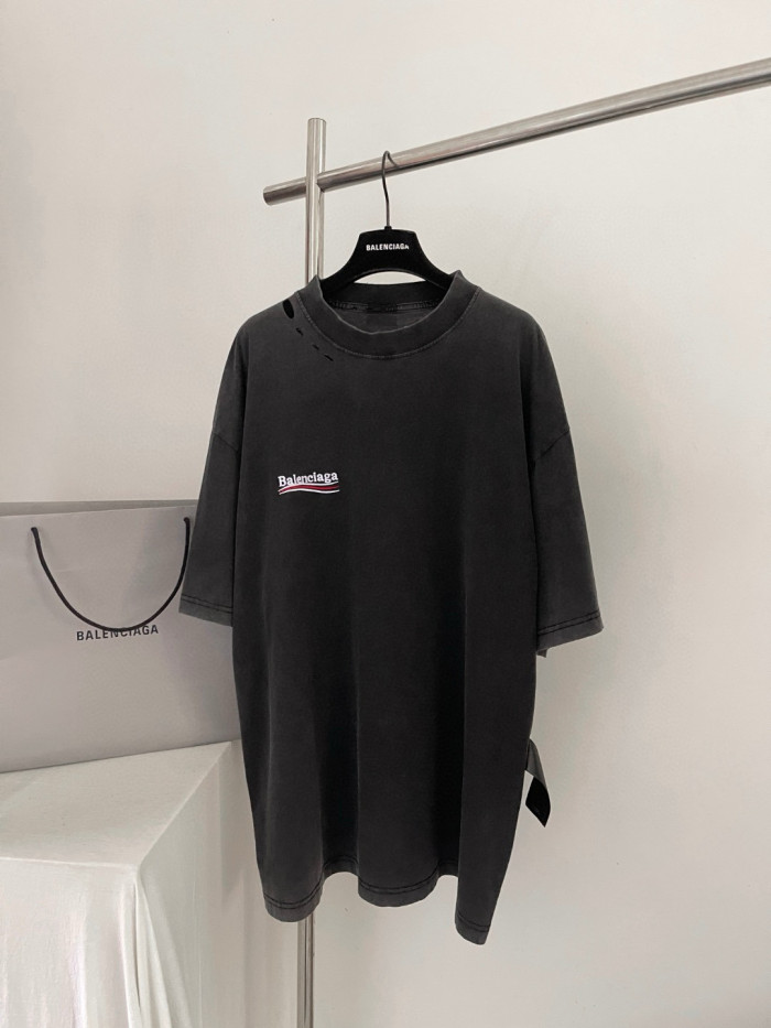 NIGO Balenciaga POLITICAL CAMPAIGN INSIDE-OUT Men's Summer Washed Colour Embroidered Letter Short Sleeve Fashionable Short Sleeve T-shirt #nigo78142
