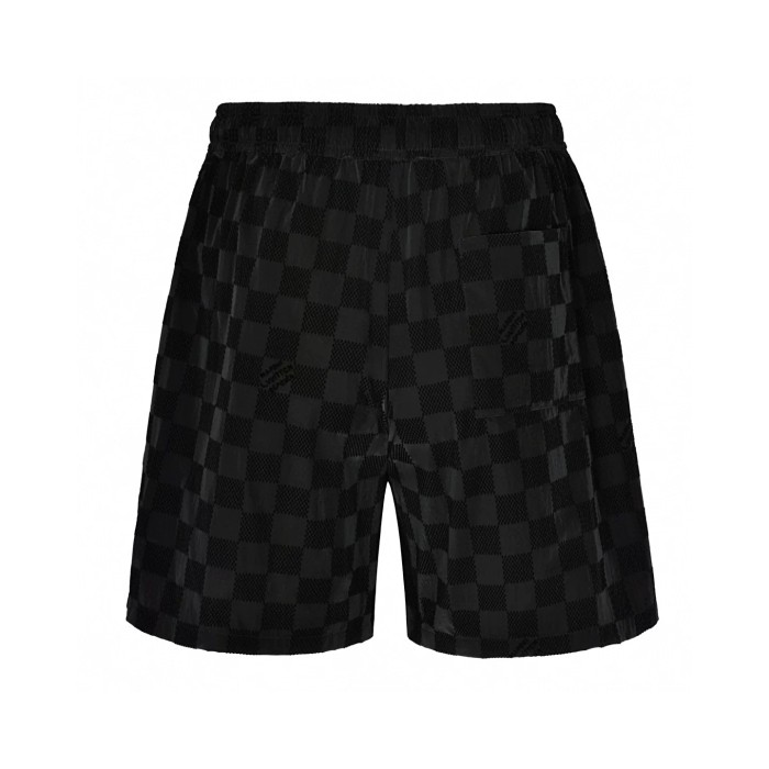 NIGO Louis Vuitton Men's Spring/summer Flocked Tech Shorts Checkerboard Marque L.vuitton Déposée Logo Velvet Solid Color Elastic Waist Wide Leg Comfortable Pants #nigo81411