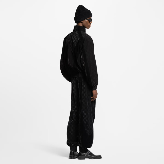 NIGO Louis Vuitton Men's Spring/summer Flocked Tech Jacket Tessellated Marque L.vuitton Déposée Logo Velvet Zipper Patchwork Jacket #nigo81398