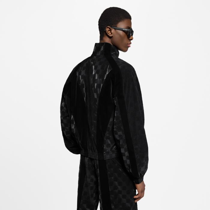 NIGO Louis Vuitton Men's Spring/summer Flocked Tech Jacket Tessellated Marque L.vuitton Déposée Logo Velvet Zipper Patchwork Jacket #nigo81398