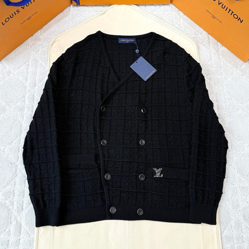 NIGO Louis Vuitton Men's And Women's Spring/Autumn Solid Color Fashionable Casual Checkered Metal Badge Jacquard Double-breasted Knitted Cardigan Jacket #nigo78146