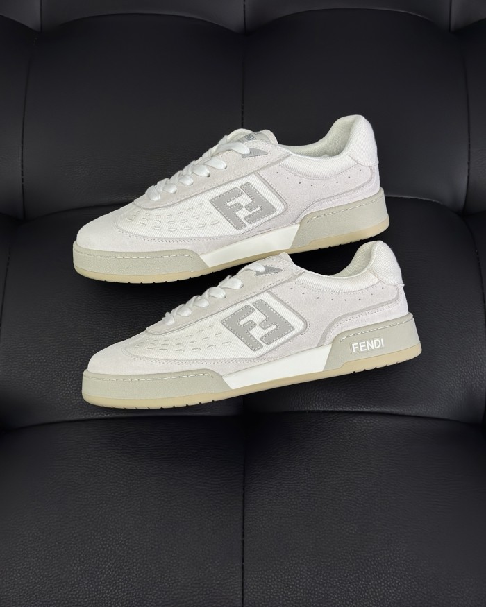 NIGO Fendi Match Leather Suede Low Top Shoes Women's Men's Spring Summer Round Toe Lace Up Colorblocking Fashion Casual Retro Shoes #nigo81414