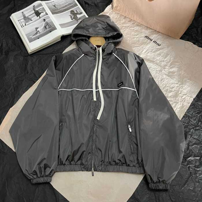NIGO MiuMiu Women's Spring/Summer Solid Color Fashionable Casual Zipper Sun Protection Windbreaker Long Sleeve Jacket #nigo78157