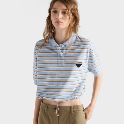 NIGO Prada Women's Summer Fashion Casual Short Sleeve Striped Polo Shirt With Collar And Drawstring Polo Shirt T-shirt #nigo78155