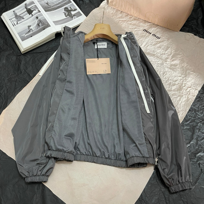 NIGO MiuMiu Women's Spring/Summer Solid Color Fashionable Casual Zipper Sun Protection Windbreaker Long Sleeve Jacket #nigo78157