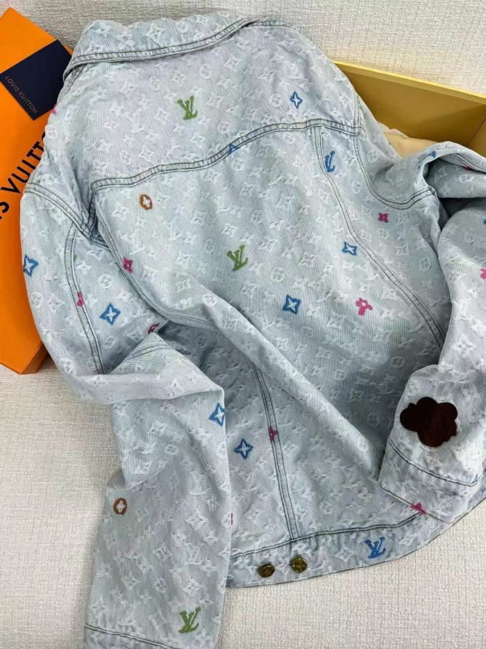 NIGO Louis Vuitton Men's Autumn And Winter Light Blue Logo Letters Embroidered Lapel Single Breasted Long Sleeved Denim Jacket Pocket Jeans Pants Set Suit #nigo99427