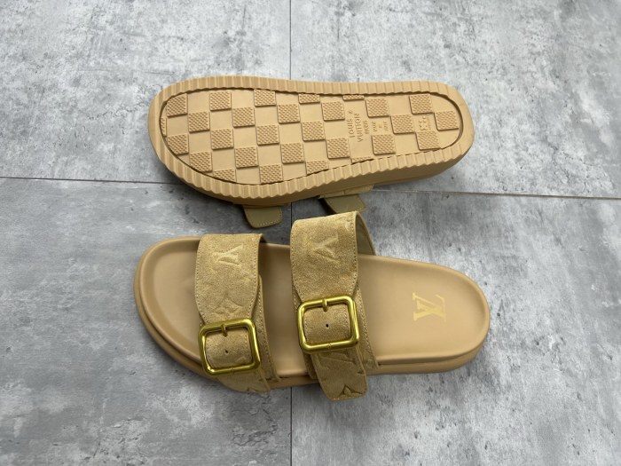NIGO Louis Vuitton Men's Summer Solid Color Classic Fashion Casual Logo Print Slippers Round Toe Flat Mule Shoes #nigo78169