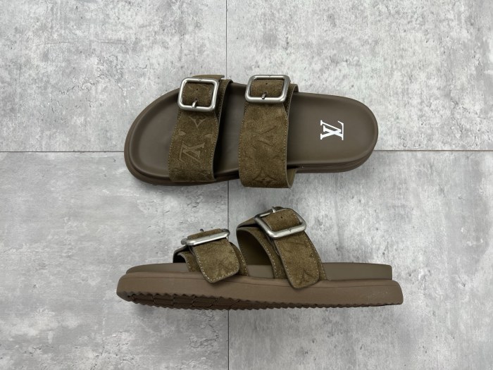 NIGO Louis Vuitton Men's Summer Solid Color Classic Fashion Casual Logo Print Slippers Round Toe Flat Mule Shoes #nigo78169