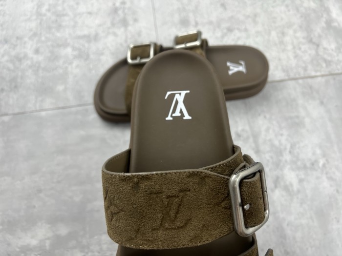 NIGO Louis Vuitton Men's Summer Solid Color Classic Fashion Casual Logo Print Slippers Round Toe Flat Mule Shoes #nigo78169
