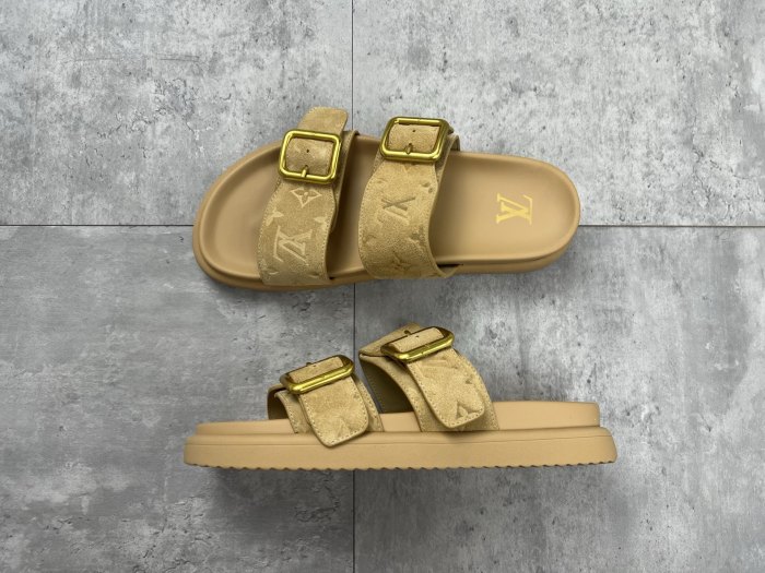 NIGO Louis Vuitton Men's Summer Solid Color Classic Fashion Casual Logo Print Slippers Round Toe Flat Mule Shoes #nigo78169