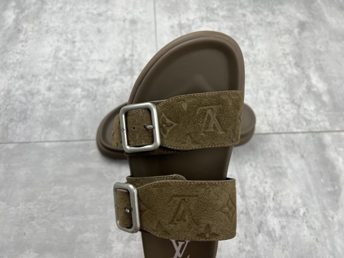 NIGO Louis Vuitton Men's Summer Solid Color Classic Fashion Casual Logo Print Slippers Round Toe Flat Mule Shoes #nigo78169
