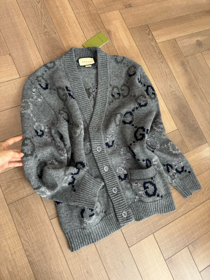 NIGO Gucci Men's And Women's Spring And Autumn Solid Color Logo Print Single-breasted V-neck Long Sleeve Cashmere Cardigan Jacket #nigo78173