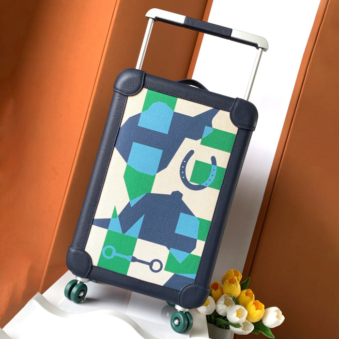 NIGO Hermes R.M.S Classic Fashion Pattern Printed Pull-along Canvas Cowhide Leather Luggage Bags #nigo78183