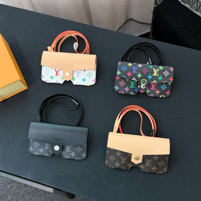 NIGO Louis Vuitton Men's And Women's Classic Fashion Aging Full-print Leather And Canvas Hanging Strap Eyeglass Case Bags M02701 #nigo78174