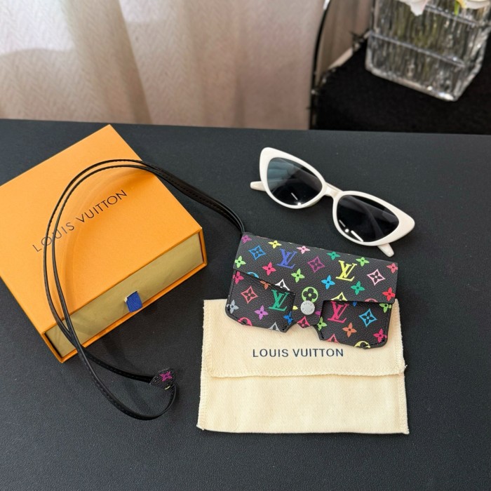NIGO Louis Vuitton Men's And Women's Classic Fashion Aging Full-print Leather And Canvas Hanging Strap Eyeglass Case Bags M02701 #nigo78174