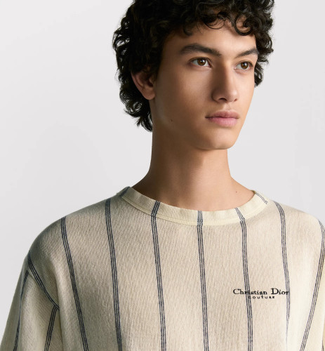 NIGO Dior Men's Summer Embroidered Solid Color Striped Loose-Fit Christian Dior Couture Short-Sleeved T-Shirt #nigo81352