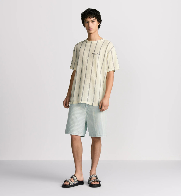 NIGO Dior Men's Summer Embroidered Solid Color Striped Loose-Fit Christian Dior Couture Short-Sleeved T-Shirt #nigo81352