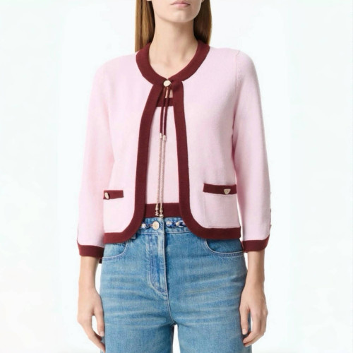 NIGO Chanel Women's Spring And Summer Pink Blue Green Splicing Knitted Cardigan Fashion Simple Temperament Elegant Short Jacket Ngvp #nigo2226