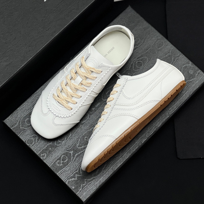 NIGO Dries Van Noten Women's Marathon Retro Training Shoes Four Seasons Solid Color Round Toe Lace-up Low-top Leather Casual Shoes #nigo81462