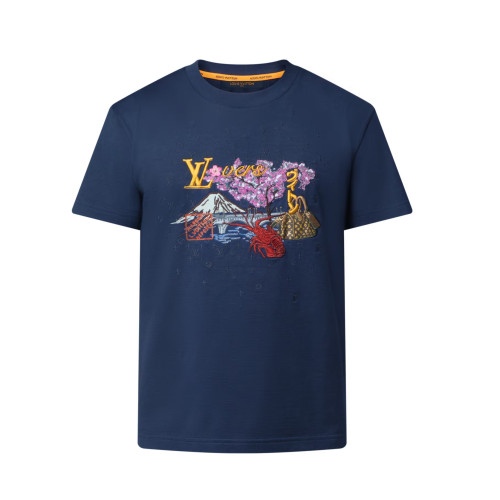 NIGO Louis Vuitton Men's Summer Solid Color Fashion Casual Letter Embroidery Short Sleeve Cotton T-Shirt #nigo78192