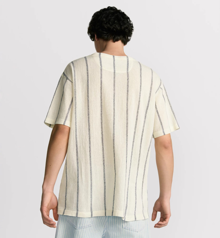 NIGO Dior Men's Summer Embroidered Solid Color Striped Loose-Fit Christian Dior Couture Short-Sleeved T-Shirt #nigo81352