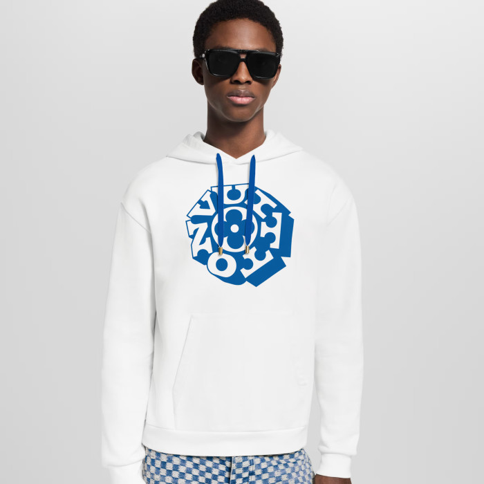 NIGO Louis Vuitton Vuitton Flower Pattern Print White Sweatshirt Fashion Trend Hooded Drawstring Men's Spring And Autumn Pullover Hoodie #nigo81419