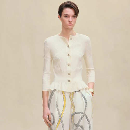 NIGO Hermes  Palefroi Remix  Light Half-length Sleeves Cardigan Women's Knitted Elegant Lace Single Breasted Knit Sweater Fashion Casual Short Round Neck Sweater Cardigan Ngvp #nigo2228