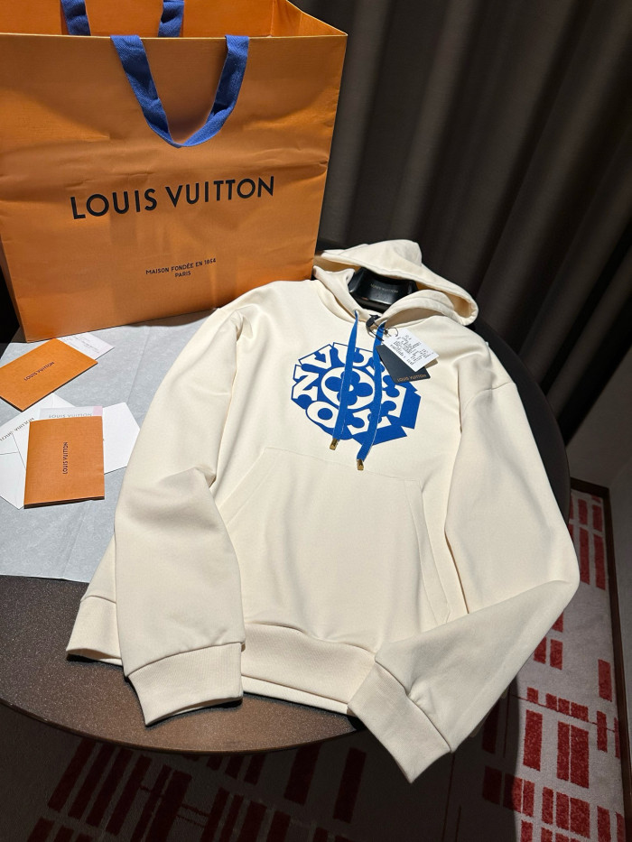 NIGO Louis Vuitton Vuitton Flower Pattern Print White Sweatshirt Fashion Trend Hooded Drawstring Men's Spring And Autumn Pullover Hoodie #nigo81419