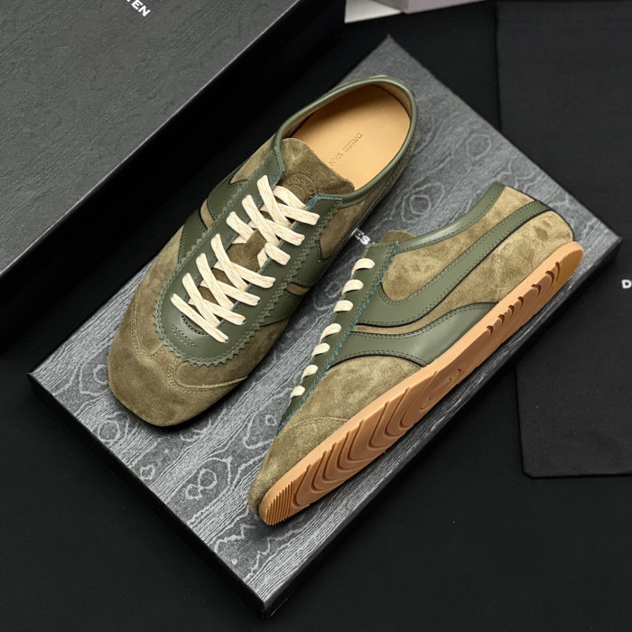 NIGO Dries Van Noten Women's Marathon Retro Training Shoes Four Seasons Solid Color Round Toe Lace-up Low-top Leather Casual Shoes #nigo81462