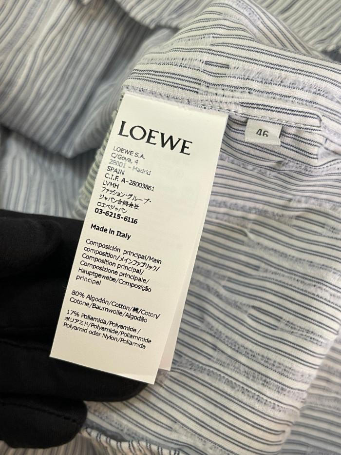 NIGO Loewe Men's Spring/Autumn Striped Wavy Texture Embroidered Solid Color Cotton Blend Solid Color Long Sleeve Shirt #nigo81463