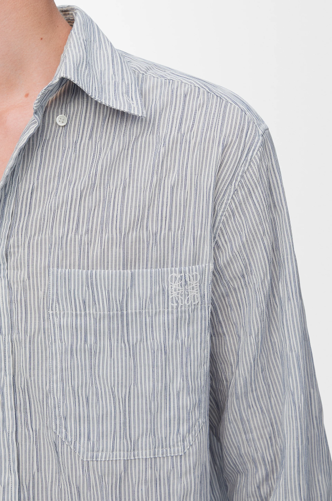 NIGO Loewe Men's Spring/Autumn Striped Wavy Texture Embroidered Solid Color Cotton Blend Solid Color Long Sleeve Shirt #nigo81463
