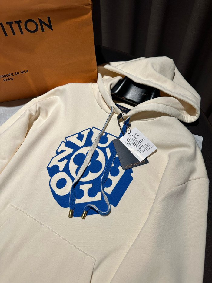 NIGO Louis Vuitton Vuitton Flower Pattern Print White Sweatshirt Fashion Trend Hooded Drawstring Men's Spring And Autumn Pullover Hoodie #nigo81419