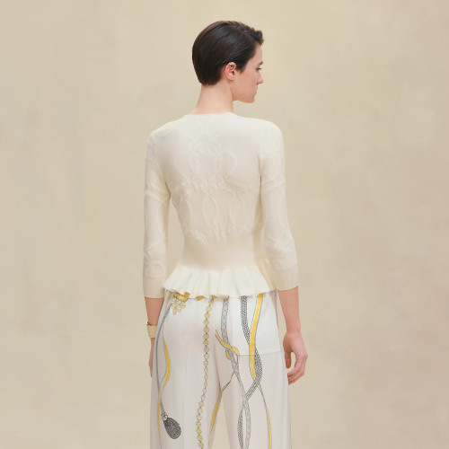 NIGO Hermes  Palefroi Remix  Light Half-length Sleeves Cardigan Women's Knitted Elegant Lace Single Breasted Knit Sweater Fashion Casual Short Round Neck Sweater Cardigan Ngvp #nigo2228