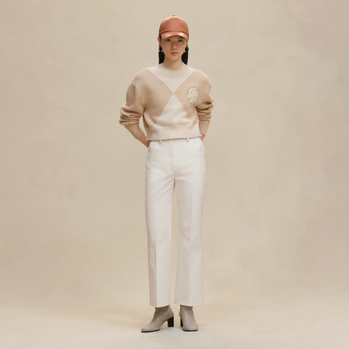 NIGO Hermes Women's Badge Embroidered Spring, Autumn, And Winter Color-Blocked Round Neck Knitted Cotton Long Sleeve Sweater Ngvp #nigo2134
