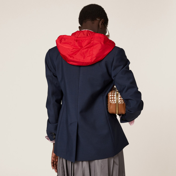 NIGO MiuMiu Women's Classic Spring/Autumn Fashion Single-breasted Wool Hooded Blazer Jacket #nigo78214