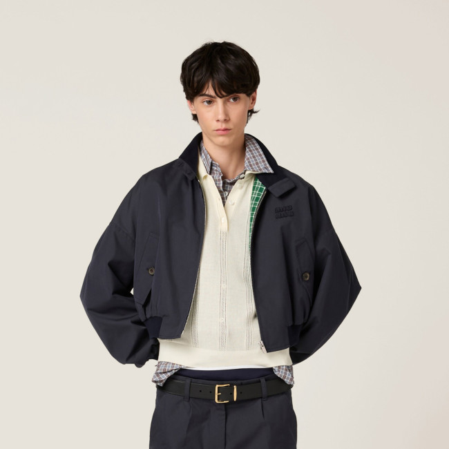 NIGO MiuMiu Women's Spring/Autumn Solid Color Fashionable Casual Stand Up Collar Zipper Checkered Cotton Jacket #nigo78213