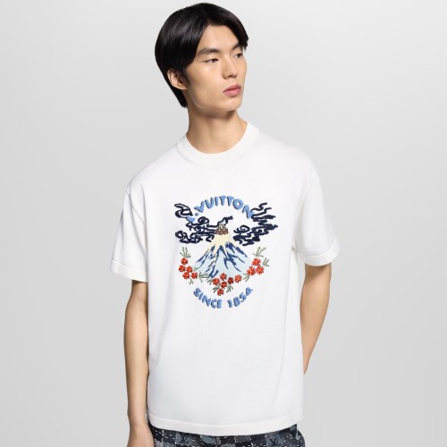 NIGO Louis Vuitton Men's And Women's Summer Solid Color Fashion Casual Letter Print Embroidered Short Sleeve Round Neck T-Shirt #nigo78217