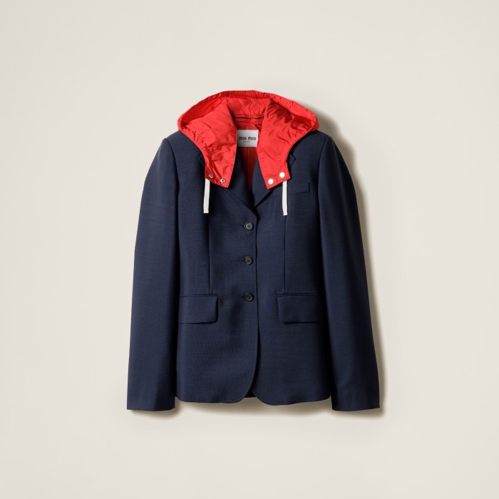 NIGO MiuMiu Women's Classic Spring/Autumn Fashion Single-breasted Wool Hooded Blazer Jacket #nigo78214