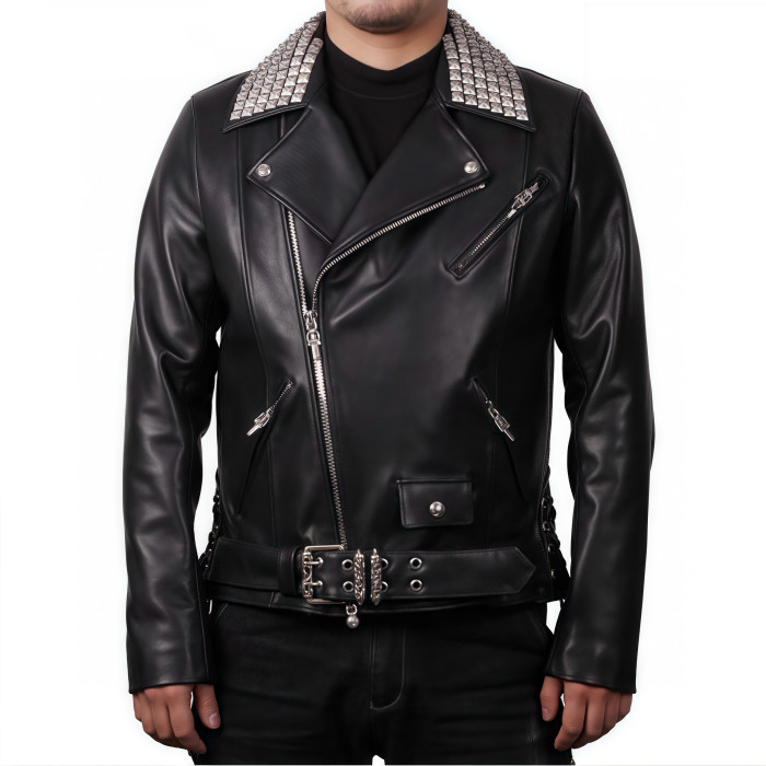 NIGO Chrome Hearts Men's Solid Color Autumn/Winter Classic Fashion Collar Zipper Multi Pocket Long Sleeve Leather Jacket #nigo78223