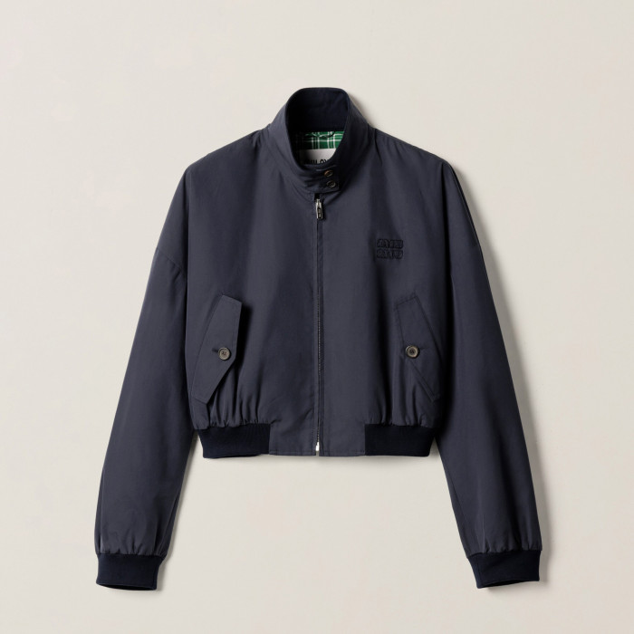 NIGO MiuMiu Women's Spring/Autumn Solid Color Fashionable Casual Stand Up Collar Zipper Checkered Cotton Jacket #nigo78213