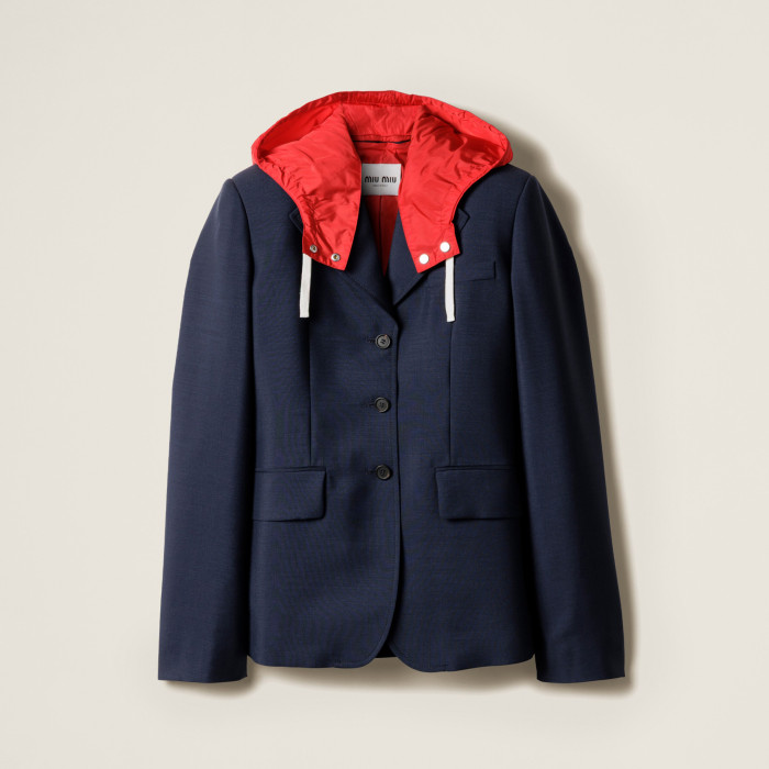 NIGO MiuMiu Women's Classic Spring/Autumn Fashion Single-breasted Wool Hooded Blazer Jacket #nigo78214