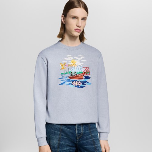 NIGO Louis Vuitton Men's Spring/Fall Solid Color Fashion Casual Embroidered Print Round Neck Long Sleeve Sweatshirt #nigo78212