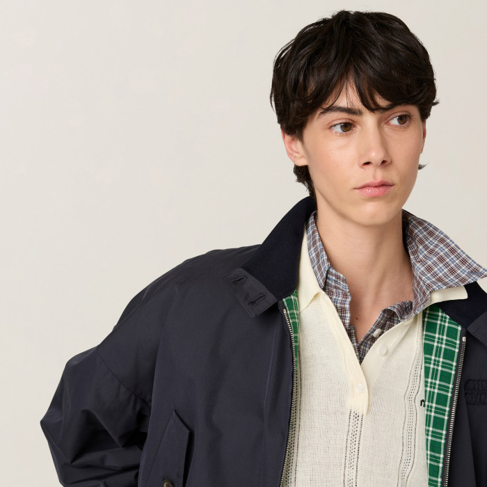 NIGO MiuMiu Women's Spring/Autumn Solid Color Fashionable Casual Stand Up Collar Zipper Checkered Cotton Jacket #nigo78213