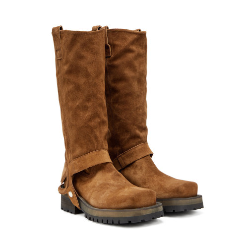 NIGO Diesel Women's D-Texan High Top Biker Boots Autumn/Winter Square Toe Suede Solid Color Casual Shoes 5cm Heel Ngvp #nigo2139