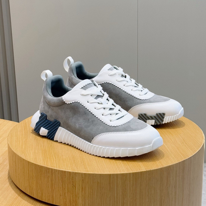 NIGO Hermes Men's Spring/Summer Fashion Casual Round Toe Lace Up Contrasting Color Suede Cowhide Low Top Sneakers #nigo78237