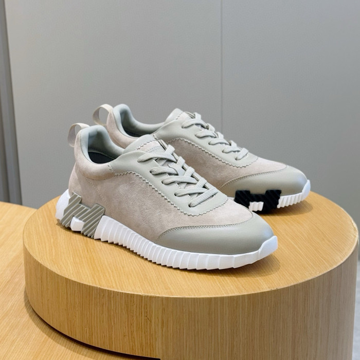 NIGO Hermes Men's Spring/Summer Fashion Casual Round Toe Lace Up Contrasting Color Suede Cowhide Low Top Sneakers #nigo78237